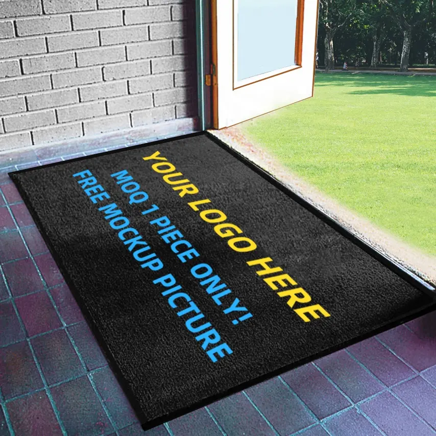 Alta Solidez Da Cor Nylon Impresso Logotipo Entrada Personalizada Doormats Borracha Outdoor Indoor Floor Foot Mats Tapete Tapete Porta Mat