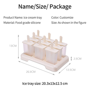 Biểu tượng tùy chỉnh Pop <span class=keywords><strong>Ice</strong></span> các nhà sản xuất Silicone khay đá DIY cấp thực phẩm BPA free Popsicle <span class=keywords><strong>Ice</strong></span> <span class=keywords><strong>Cream</strong></span> Maker với nắp - Product Image 6
