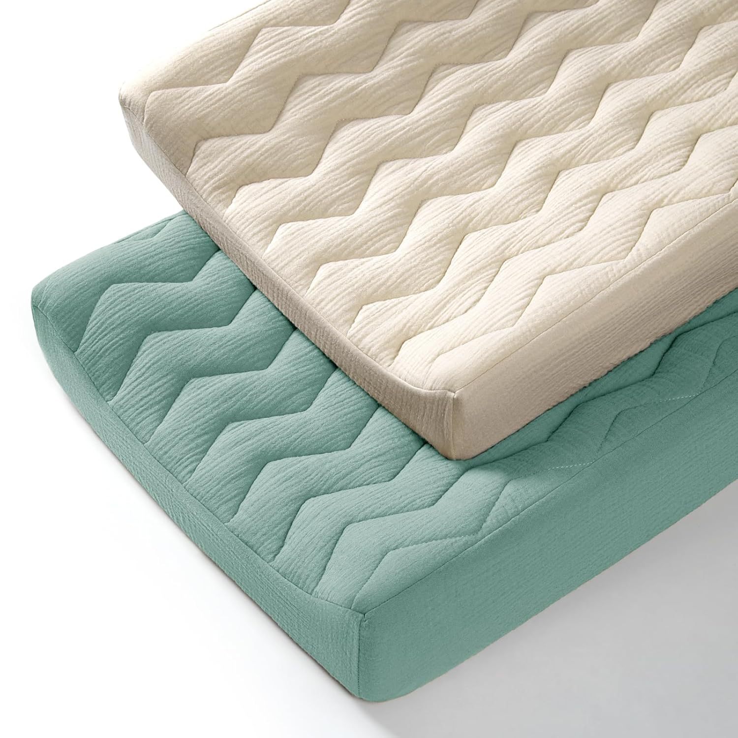 7 cream green apricot-quilted bedspread