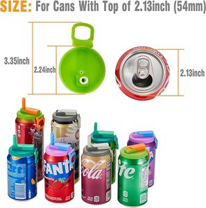 Soda có thể nắp đậy với rơm nhựa bìa với Silicone rơm bpa-miễn phí tái sử dụng phù hợp với tiêu chuẩn cho đồ uống đóng hộp bia nước trái cây seltzer - Product Image 5