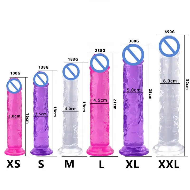 Popular sex toys adult anal dildo female transparent color silicone pink crystal huge big realistic dildos for women