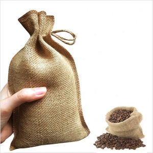 定制尺寸图案复古风格棉麻拉绳束口袋豆花生储物咖啡袋 - Product Image 1