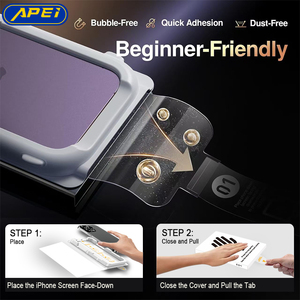 Apei cho <span class=keywords><strong>Iphone</strong></span> 17 Pro Max bảo vệ màn hình, bụi-miễn phí & bong bóng miễn phí hộp, rõ ràng 9H Tempered Glass phim, nhanh chóng và dễ dàng cài đặt - Product Image 5