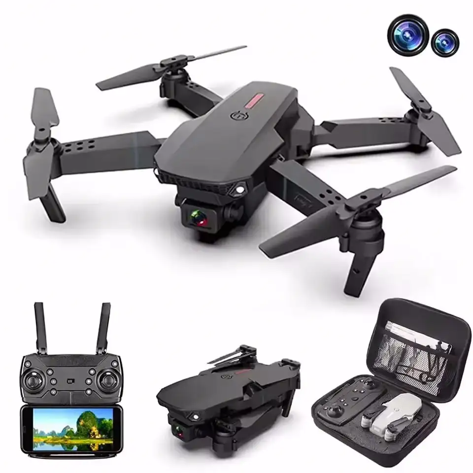 JHD E88 Pro drone mini dengan kamera 4k, pesawat nirawak FPV mini dengan kendali jarak jauh profesional, aksesori baterai untuk mainan anak