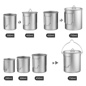 Factory Wholesale 200/300/450/750 ml Outdoor Camping Titanium <strong>Cup</strong> Portable Camping Beer Mug Titanium <strong>Cup</strong> With Folding Handle - Product Image 6