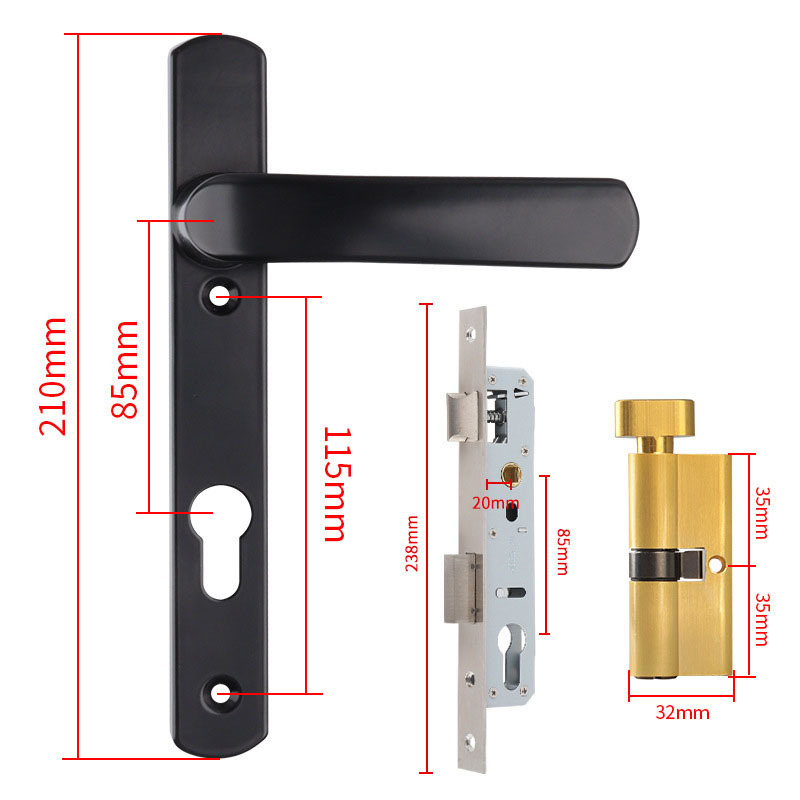 Serrure monopoint noire 8520, cylindre de serrure 70