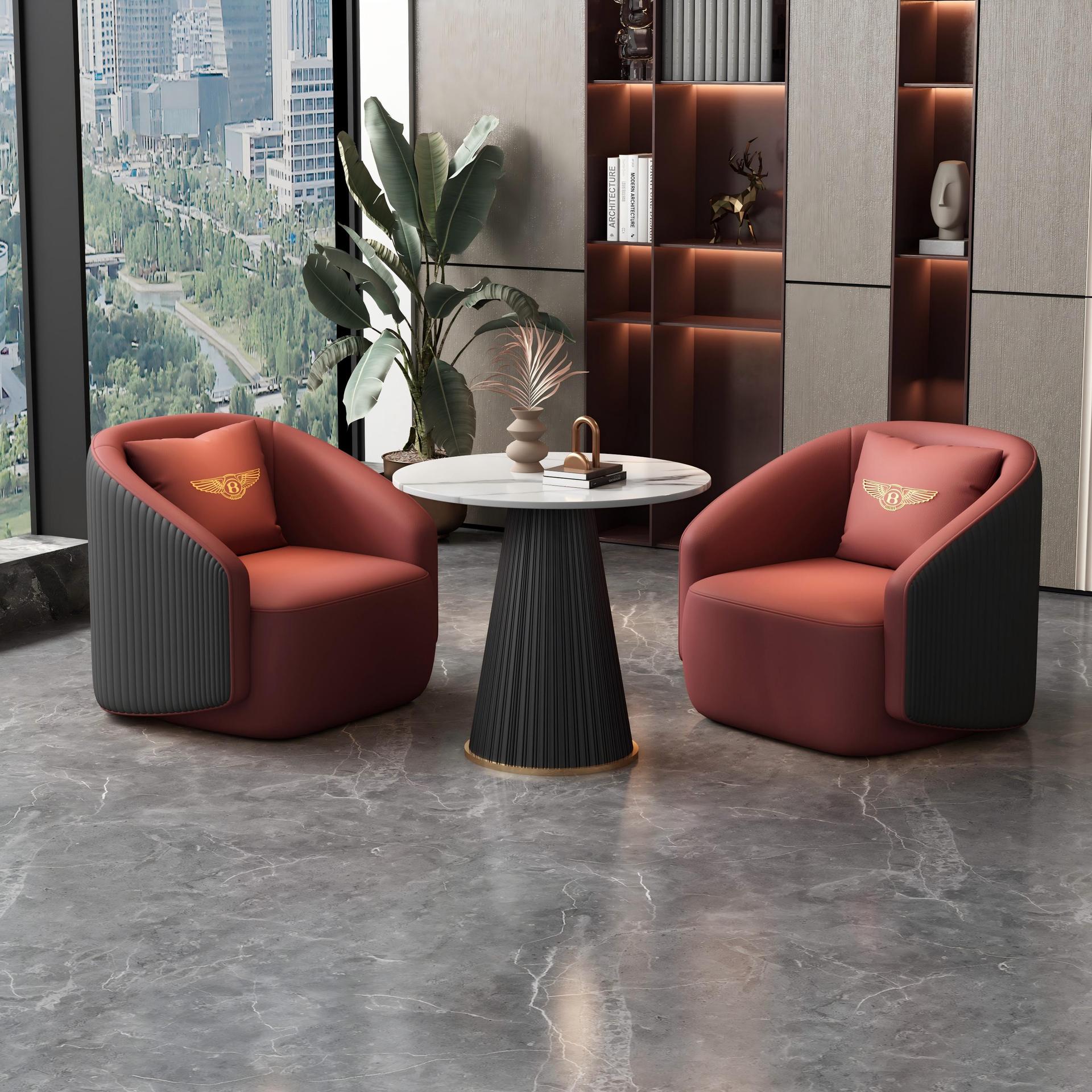 A table and two chairs (burgundy)
