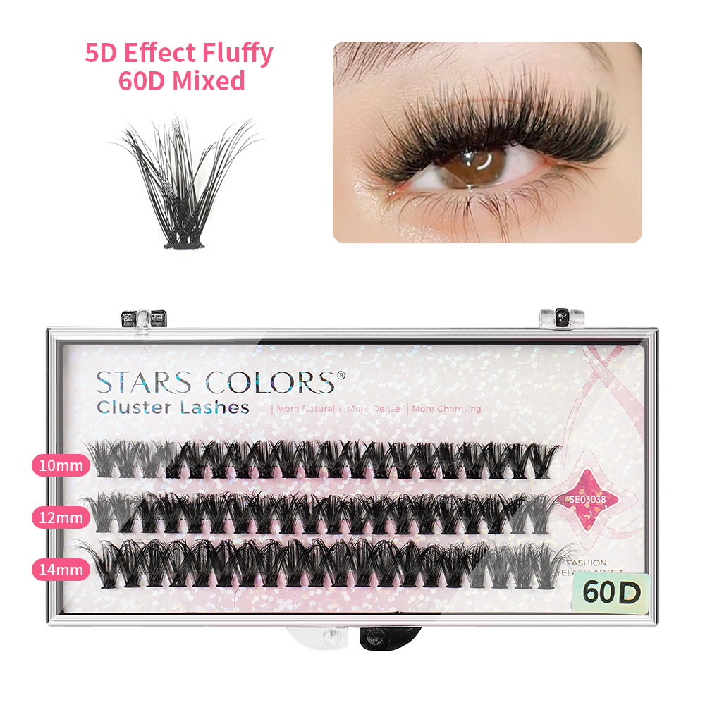 60D -3 ROWS lash cluster-Mixed length
