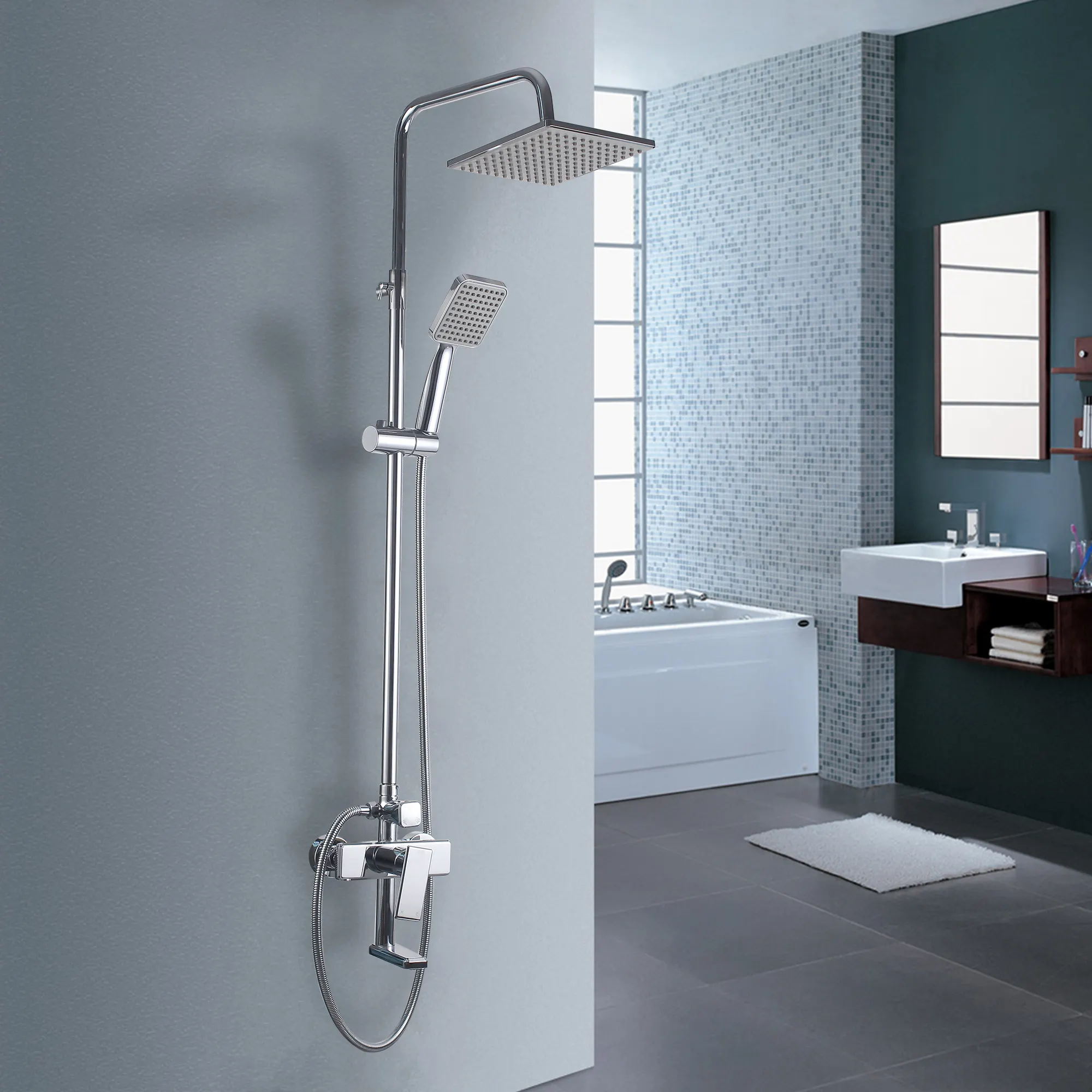 Set doccia a pioggia con montaggio a parete moderno di nuovo design set rubinetto per bagno cromato set doccia a pioggia