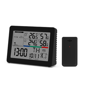 Reloj de estación meteorológica digital ABS con sensor para temperatura, humedad, reloj de escritorio controlado por radio, uso doméstico, compatible con OEM y ODM - Product Image 1