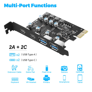 PCIE USB 3.0 Type C การ์ดขยาย5Gbps PCI-E TO Type-C ฮับ USB3.0อะแดปเตอร์การ์ดแปลง4พอร์ต USB3.2 Gen 1 USB A + USB C - Product Image 4