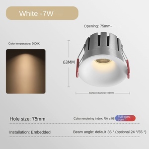 2024 New Borderless Deep Anti-Glare Spotlight <strong>LED</strong> COB Arc Non-Embedded Gypsum Main Lamp Hotel Use IP54 Recessed Downlight - Product Image 6
