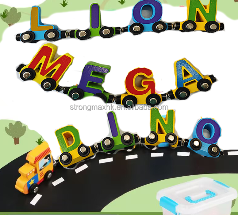 T Mega Dino 26 İngilizce mektup tren aslan ahşap oyuncaklar bebek istihbarat geliştirme noel hediyeleri için uygun - Product Image 2