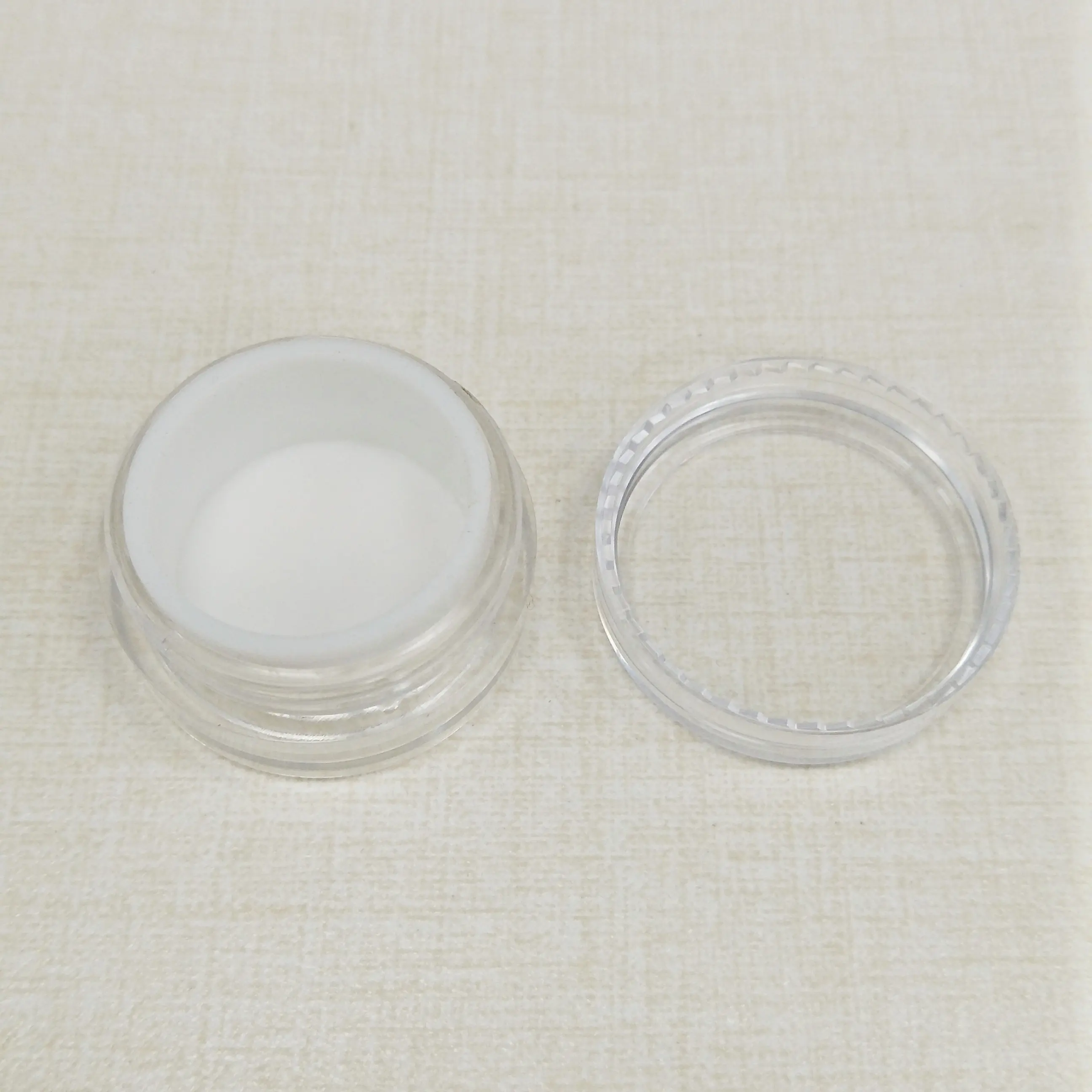 Tarro acrílico de 5g, insertos de silicona blanca, plástico transparente, 5ml, frascos ps, envases de aceite cosméticos pequeños, contenedor de concentrado de tornillo