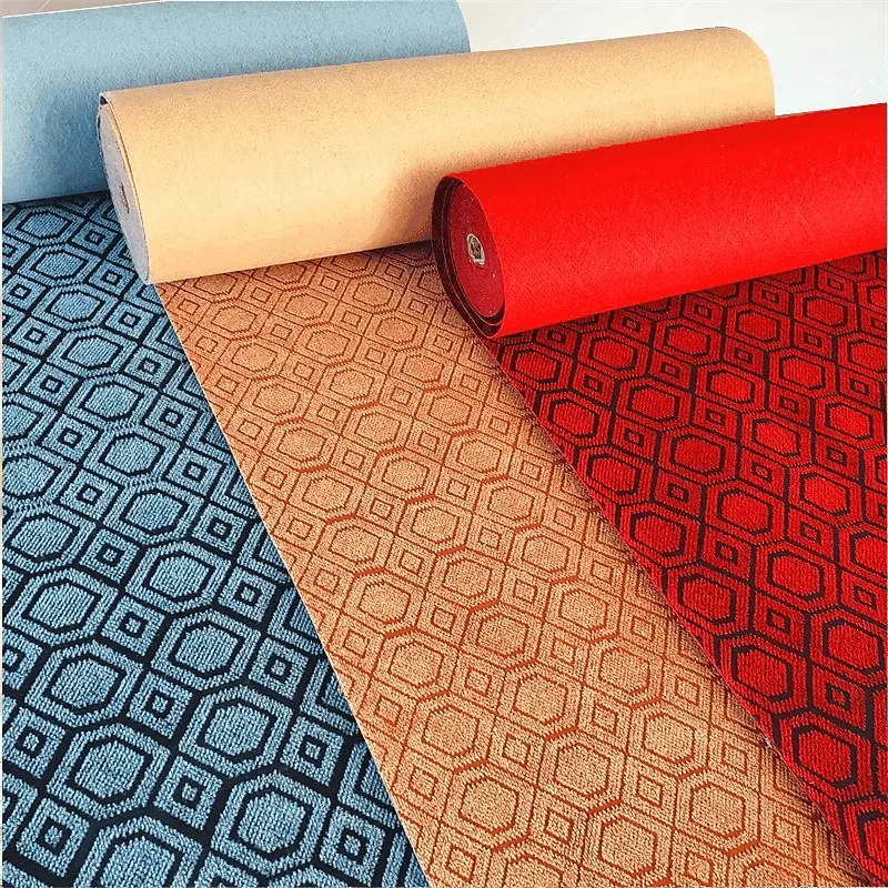 Jacquard Wall to Wall Indoor Outdoor Carpet China Export Factory Non-Woven Multiple Color Rectangle Square Low Pile Sample