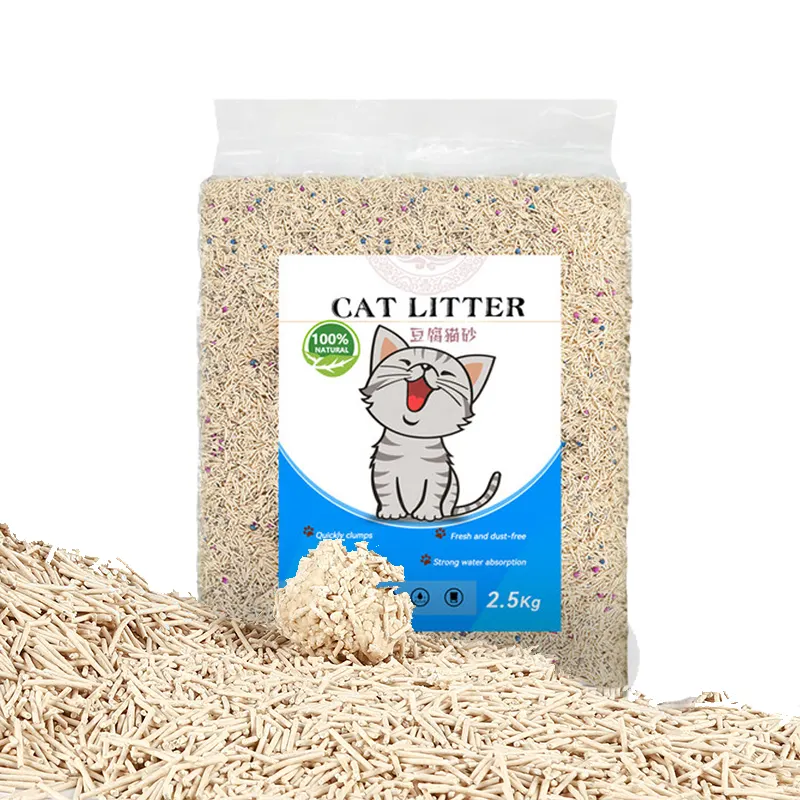 공장 도매 사용자 정의 로고 천연 식물 먼지 프리 유동성 분해성 고양이 모래 5 맛 두부 고양이 쓰레기