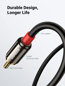 UGREEN-Cable RCA macho a Aux de 3,5mm, adaptador de Audio, Conector de sonido HiFi, carcasa de Metal, RCA - Product Image 6