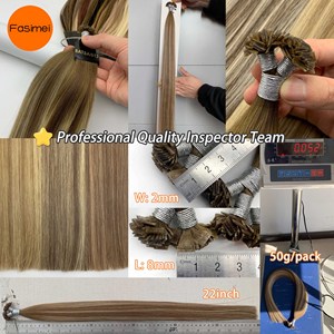 Yüksek kaliteli manikür hizalanmış çift çizilmiş Keratin İpuçları hazır gemi düz stil bakire saç ekleme boyalı düz İpucu uzantıları - Product Image 3