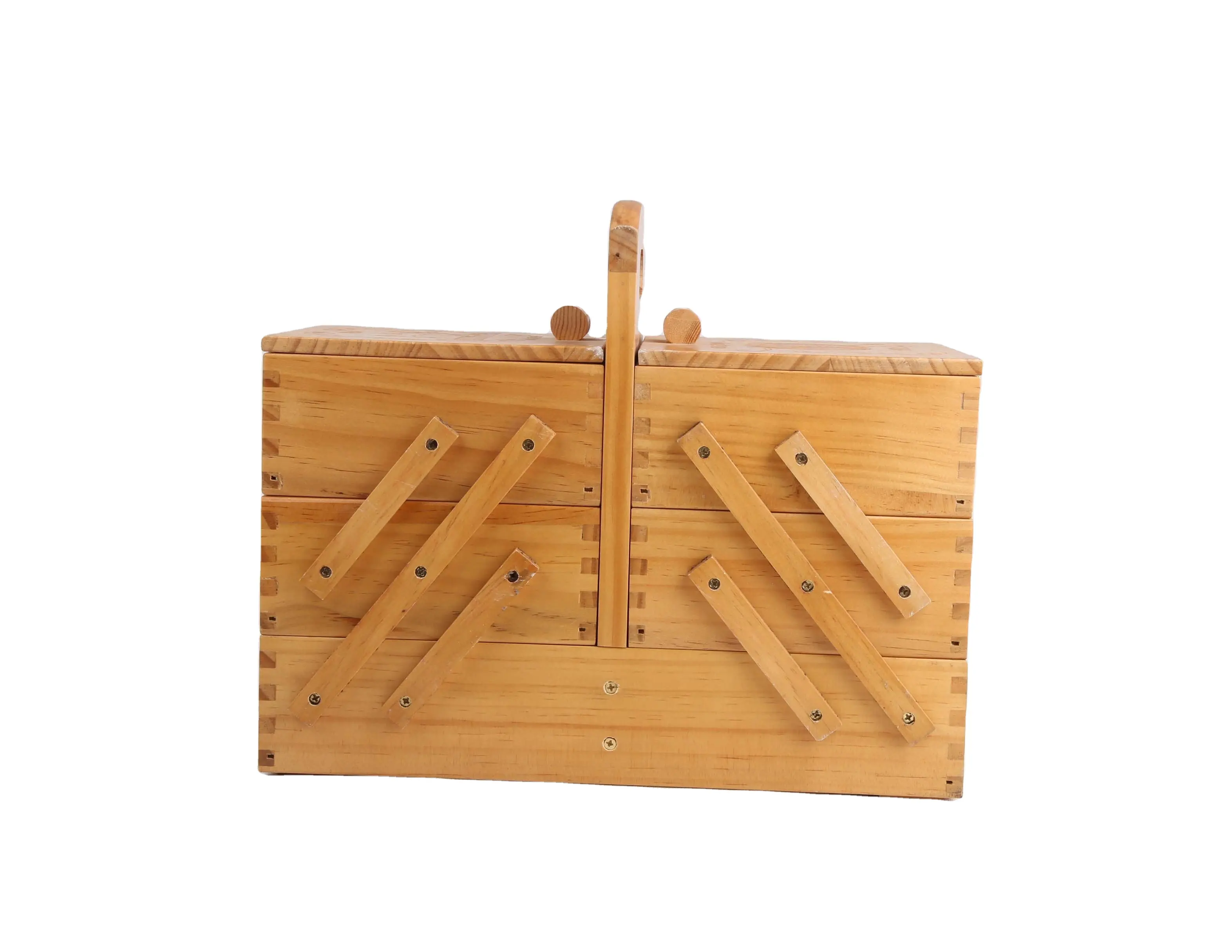 Качественная складная деревянная коробка для шитья с ручкой
