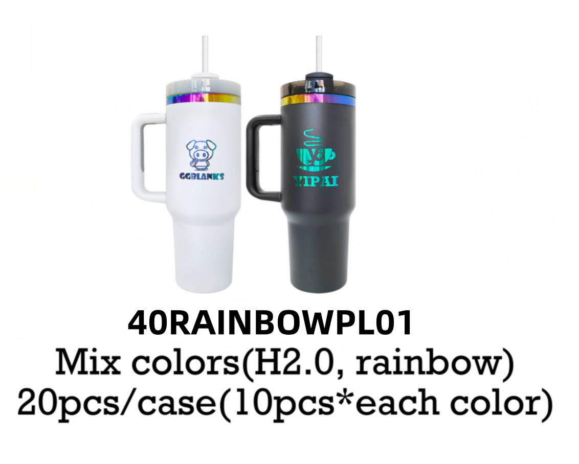 40RAINBOWPL01 H2.0 40oz rainbow plated white black