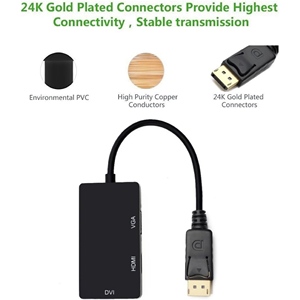 热卖1080P DP 3合1适配器电缆HDMI VGA DVI转换器聚氯乙烯护套显示器端口HDMI电脑附件组合