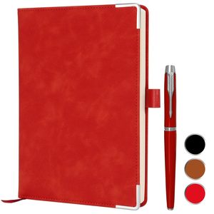 Esquinas de metal Cuaderno negro con papel cuadriculado Diario no forrado Etiqueta privada PU Cuaderno personalizado de alta calidad con bolígrafo A5 - Product Image 5