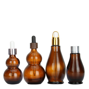 10ml/20ml/30ml/50ml/100ml Brown Single <strong>Gourd</strong> Bottle Brown Dark Glass <strong>Oil</strong> Bottle - Product Image 3