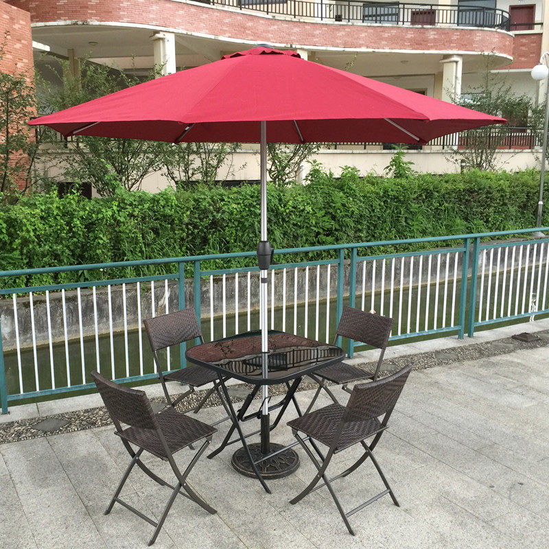 2 chairs, 60-degree folding glass round table