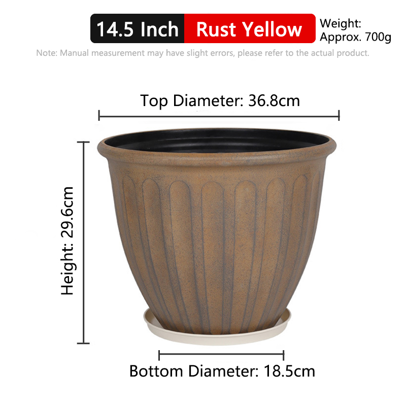 14.5 Inch Rust Yellow(Pot + Tray)