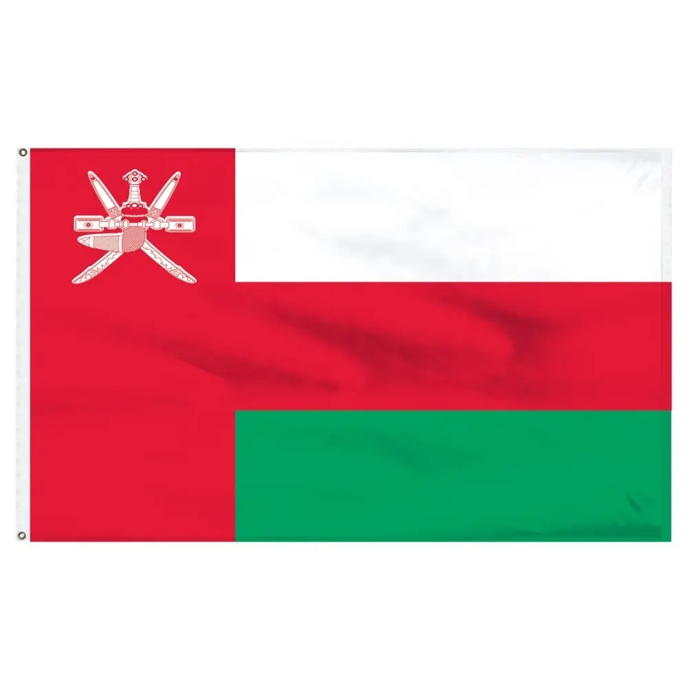 Bandeiras personalizadas 100% poliéster Omã com logotipo Bandeiras e bandeiras personalizadas promocionais Omã Impressão personalizada