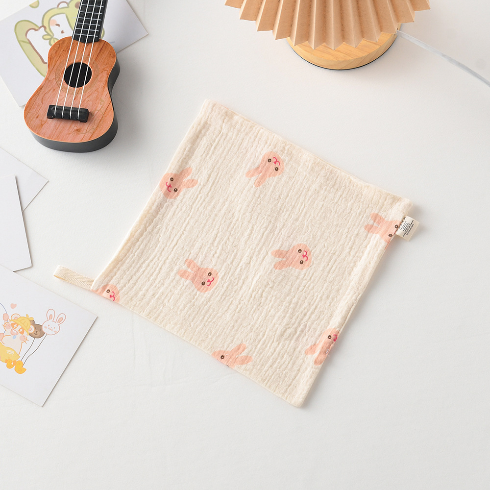 Bubble square towel-small powder rabbit