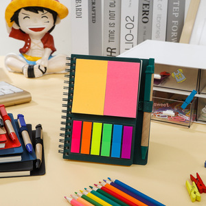 Coil Notebook copri carta Kraft Note adesive Set di cinque colori rilegatura a spirale diario con portapenne e PET - Product Image 5