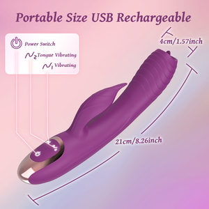 2 Trong 1 Lưỡi Liếm Thỏ Vibrator Silicone G Tại Chỗ Âm Vật Kích Thích Nữ Thủ dâm Massage Dành Cho Người Lớn Quan Hệ Tình Dục Đồ Chơi Cho Phụ Nữ - Product Image 5