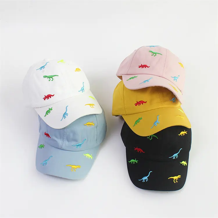 BSCI-Gorra de béisbol con bordado personalizado para niños, gorro de béisbol con bordado de dinosaurio, para primavera y verano