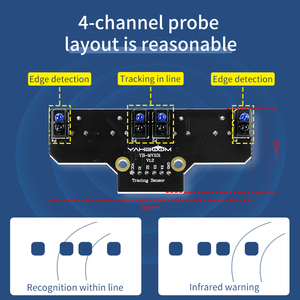 Yahboom 4 Channel Infrared IR Line Track Follower Sensor Module Pcb Four Road 4 Way Tracking Sensor Module For Smart Car UNO R3