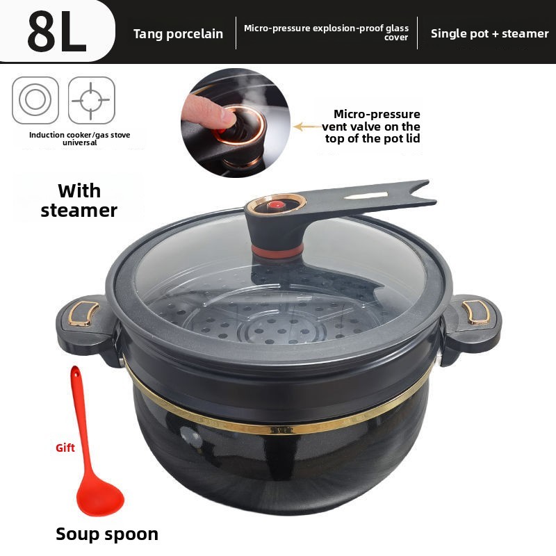 8L noir + cuiseur vapeur + cuillère