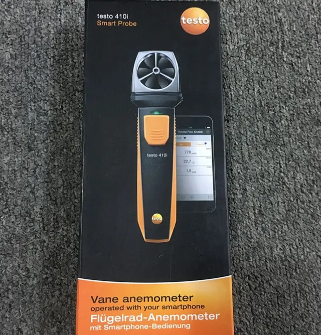 Original Testo 410i sonde Intelligente Testo410i Girouette anémomètre instrument de mesure de vitesse de sortie d'air et grilles d'aération