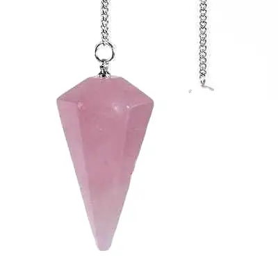 Rose Quartz Crystal Pendulum para Radiestesia Pêndulo Colar com Corrente e Crystal Ball para Reiki Healing e Cristal