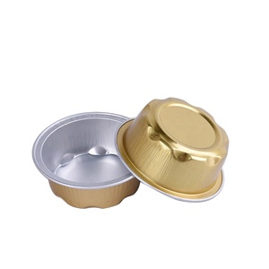 Altın alüminyum folyo kek kapları alüminyum pişirme tavaları kapaklı Ramekin çörek tepsisi teneke folyo dispenseri yapışmalı kek kapları