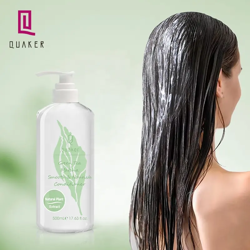 Q Quaker Condicionador de cabelo verde úmido de marca própria, condicionador Matcha para tratamento de cabelos e partículas