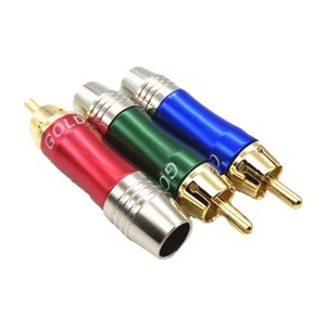 1 Par vermelho azul verde RCA Macho Plug Alta Qualidade Banhado A Ouro RCA Jack Wire Connector Speaker Plug Audio Adapter