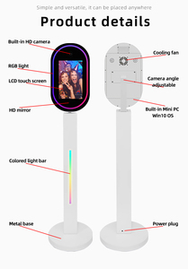 2025 sıcak satış Selfie Kiosk halka ışık Ipad Stand Led Ipad fotoğraf kabini standı taşınabilir Ipad fotoğraf kabini kabuk uzaktan kumanda ile