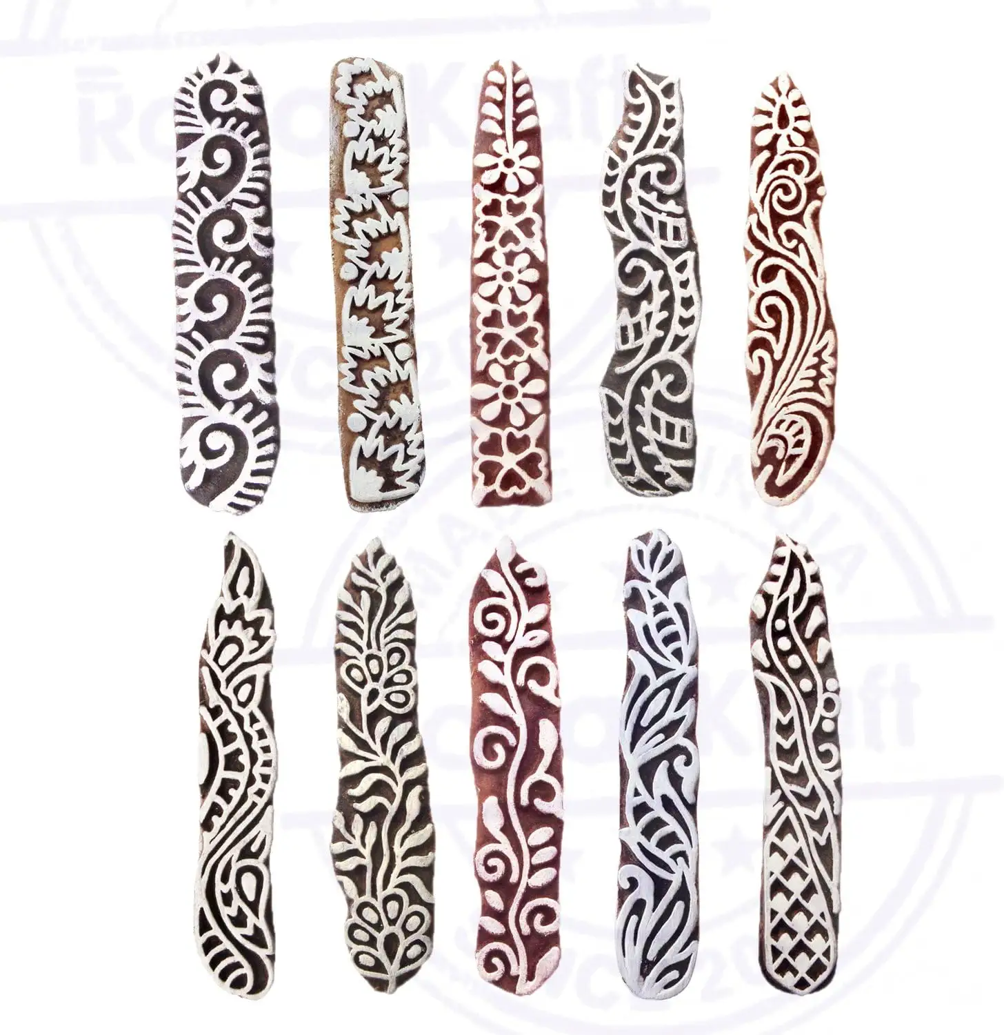 Grosir MOQ rendah kustom cap henna kayu cap henna dengan tinta cap tato henna