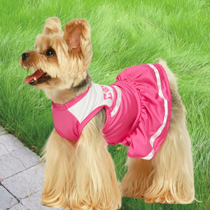 カスタマイズ可能なチアコスチュームかわいい犬用通気性ポリエステルスパンデックスプリントデザイン昇華チアリーディング制服