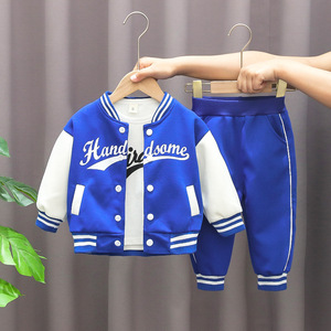 秋春3ピースセット男の子用長袖ジャケットウエスタンスタイル子供用野球スーツレター赤ちゃん服