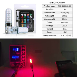 Uzaktan kumanda T10 Led RGB işık oto ampul iç Led okuma 5050 T10 ışık - Product Image 2