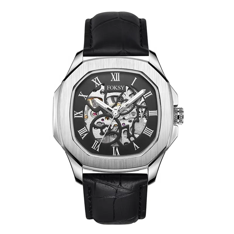 New Design Chinese Automatic Movement Roman Number Indexes Mechanical Watches with customized Logo