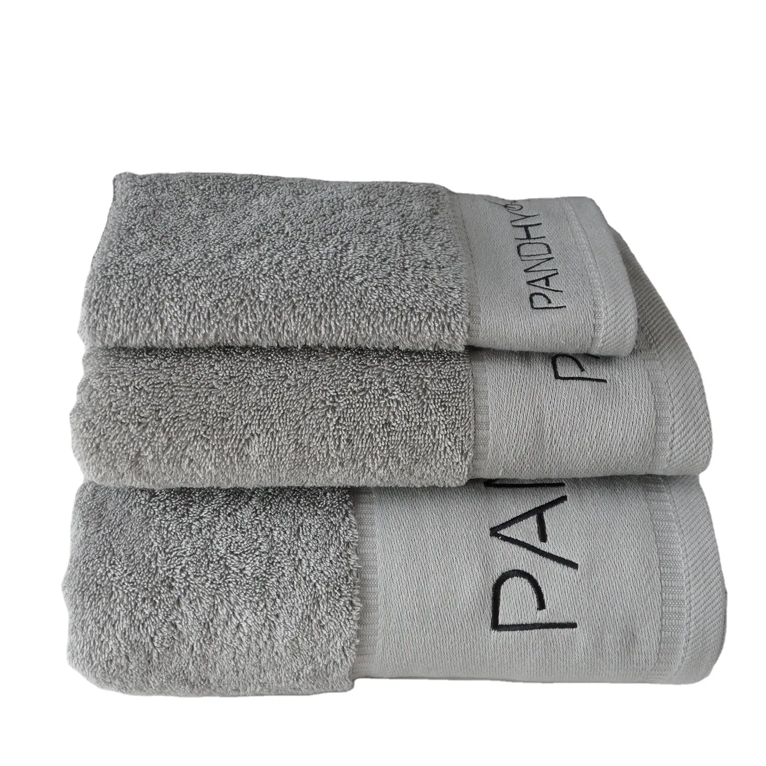 La aduana de China de fábrica de lujo 100% algodón 3 pieza toalla bordado marca de logotipo toalla