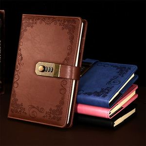 Agenda con Logo in rilievo personalizzato Agenda con copertina in pelle Vintage A5 diario dei viaggiatori quaderno economico con blocco del codice - Product Image 3