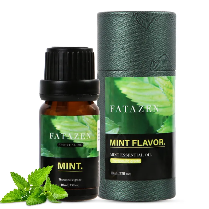 FATAZEN Skincare10ml Organic 100% Pure Natural Mint Essential Oil Etiqueta privada Body Care Shimmer Baño Masaje Aceite corporal